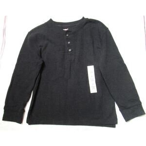 Cat & Jack Boy's Henley Shirt Size Small (6/7) Black Long Sleeve Recycled Fibers